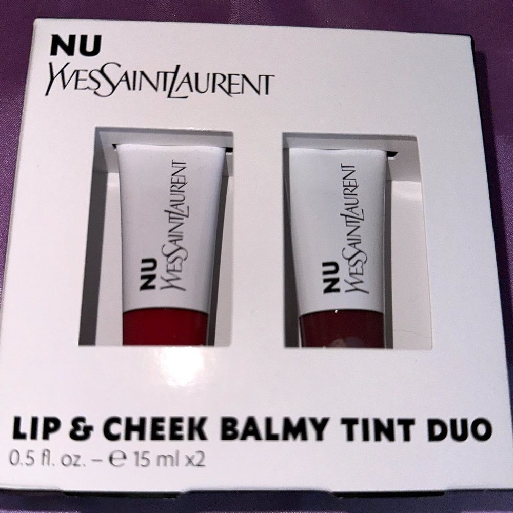 NIB YVES SAINT LAURENT 2-Pc. Lip & Cheek Balmy Tint Set $56 Value! 2 Pcs Sheer!